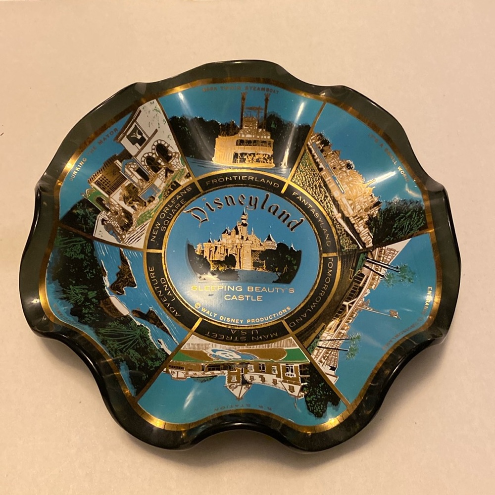 Vintage Walt Disneyland Glass Candy Dish Ashtray Plate Bowl Memorabilia …